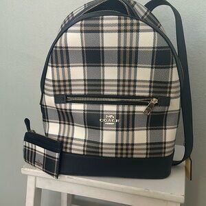 COACH Kenley Backpack Plaid Print with coin purse. never used